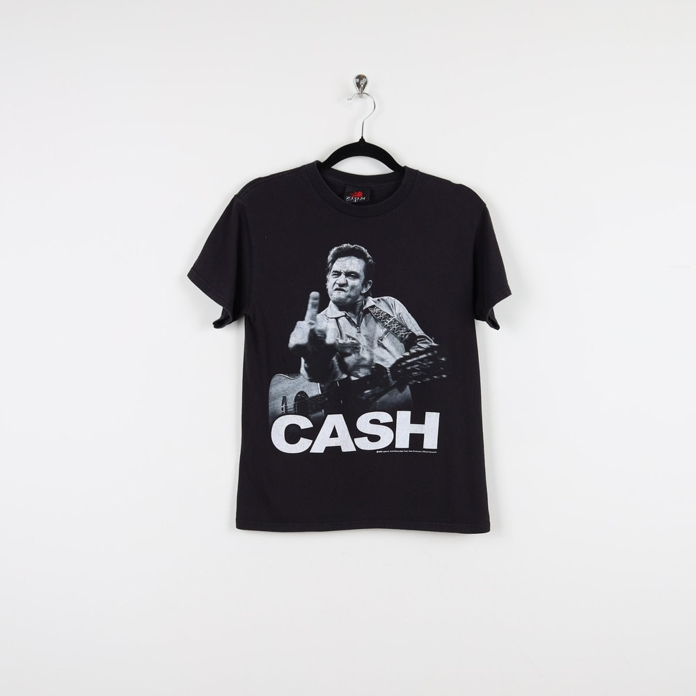 Vintage Y2K Black 2009 John R. Cash Revocable Trust Graphic Print Tee Country Music Legend Western Cowboy T-shirt Size Small.jpg