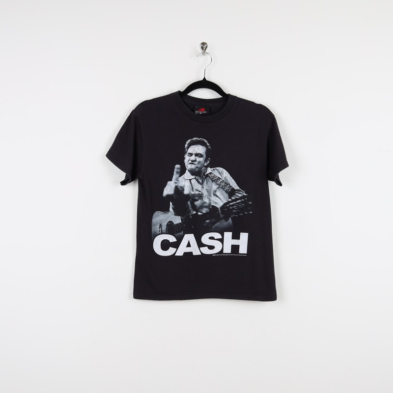 Vintage Y2K Black 2009 John R. Cash Revocable Trust Graphic Print Tee Country Music Legend Western Cowboy T-shirt Size Small.jpg