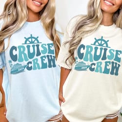 cruise shirts, cruise crew 2024 retro boho style comfort colors graphic tee, cute colorful trendy matching cruise shirts