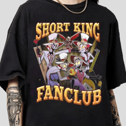 fanclub lucifer short king shirt, hazbin hotel characters, hazbin hotel tshirt, hazbin hotel cartoon merch