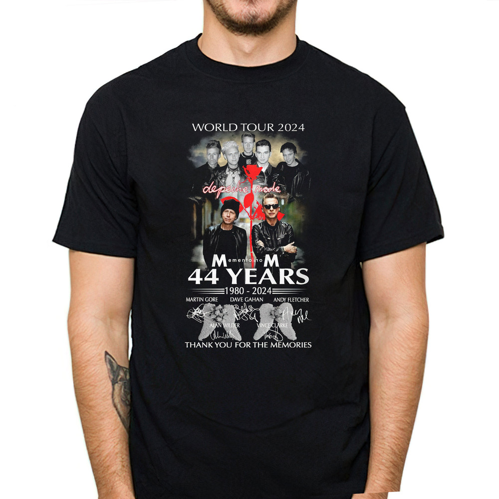 World Tour 2024 Depeche Mode Memento Mori 44 Years 1980 – 2024 Thank You For The Memories T-Shirt, Depeche Mode Shirt Unisex Full Size.jpg