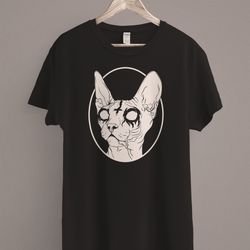 death metal sphynx cat t-shirt satanic clothing black meta