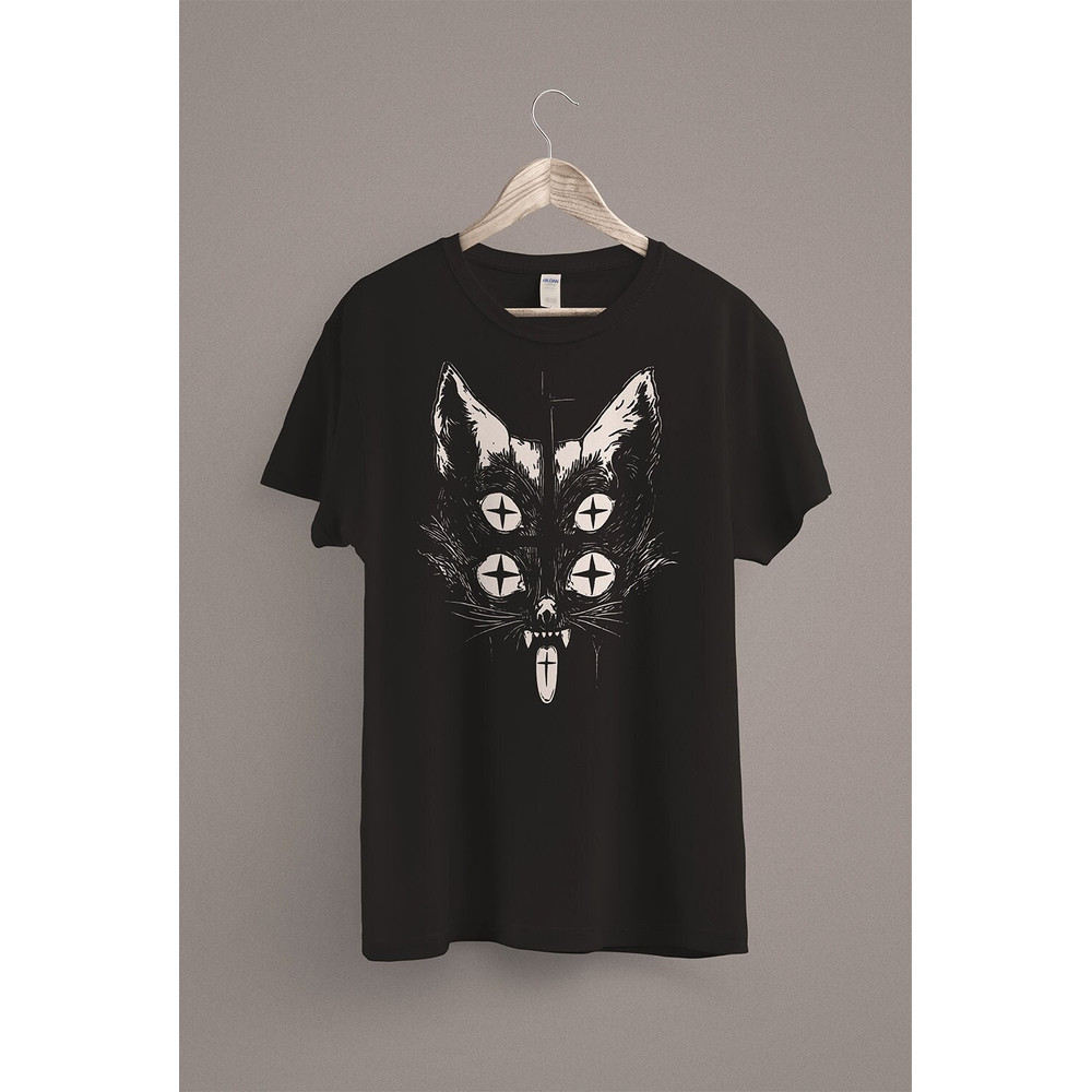 Weirdcore Cat T-Shirt Trippy Shirt Gothic Alt Clothing Dark Aesthetic Fashion Crust Punk Grunge.jpg