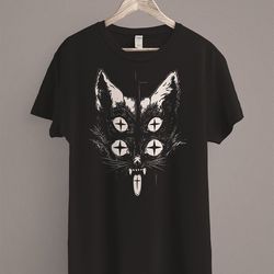 weirdcore cat t-shirt trippy shirt gothic alt clothing da