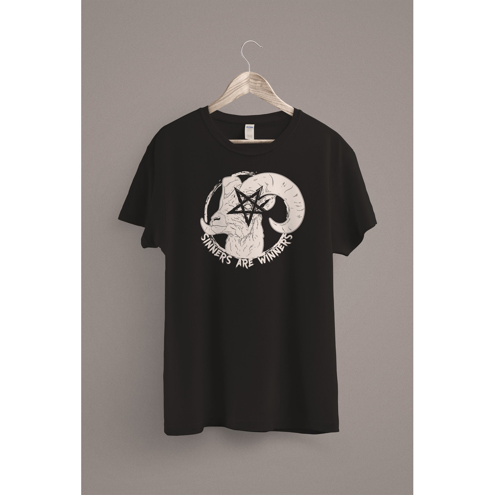 Sinners are Winners Shirt Black Metal & Death Metal T-Shirt Pagan Occult Satanic Clothing Inverted Pentagram Baphomet.jpg