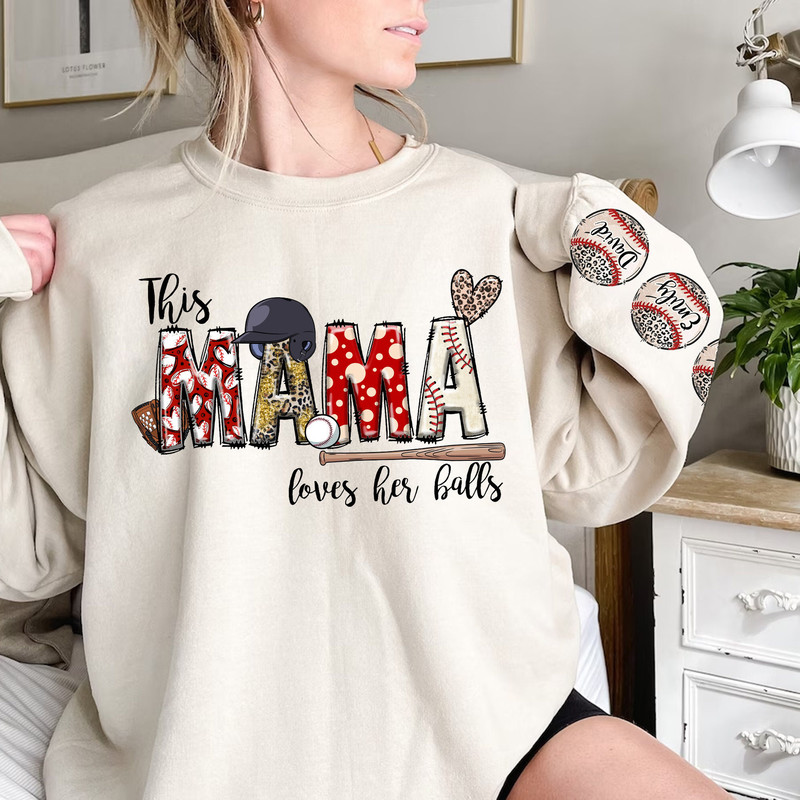 Customized Mama With Kids Name On Sleeves Sweatshirt, Personalized Mama Baseball Sweatshirt, Baseball Lovers Gifts, Mothers Day Gift For Mom.jpg