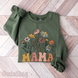 mama sweatshirt, mommy crewneck wildflowers mama, mothers day