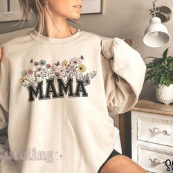 Momy Sweatshirt, Mama Crewneck Wildflowers Mama, Mothers Day