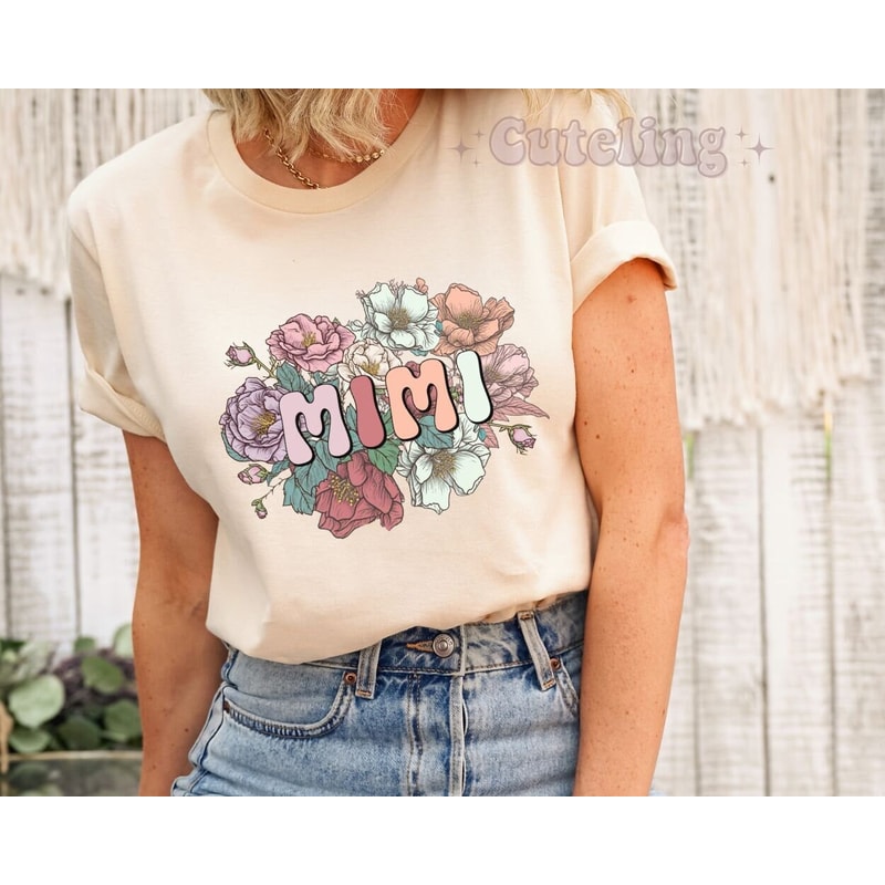 Mimi Shirt, Promoted to Mimi, Pregnancy Reveal Gift for grandma to be, New Grandma Gift, Wild Roses Baby Reveal Announcement shirt.jpg