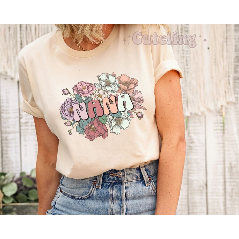 Nana Shirt, Promoted to Nana, Pregnancy Reveal Gift for grandma to be, New Grandma Gift, Wild Roses Baby Reveal Announcement shirt.jpg