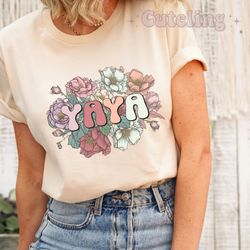Yaya Shirt, Wildflowers Grandma Shirt, Yaya Est 2024 Gift fo