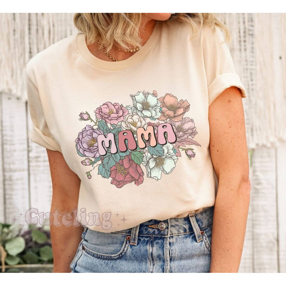 Mama Shirt, New Mom Shirt, Baby Shower Gift for New Mom Gift Wild Roses Baby Reveal TShirt for new Mommy Mother's Day Spring Shirts Flower.jpg