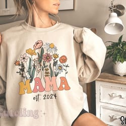 mama sweatshirt, mama crewneck wildflowers mother, mother day