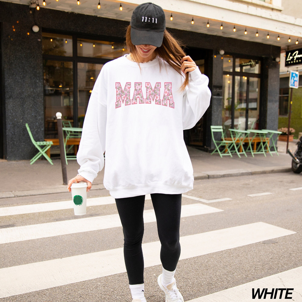 Pink Floral Mama Sweatshirt, Boho Mama Sweatshirt, Butterflies, Cute Mom Shirt, Mom Sweatshirt, Mothers Day Gift, Spring Flower Sweatshirt.jpg