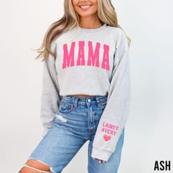 custom mama sweatshirt, personalized mama sweatshirt, heart