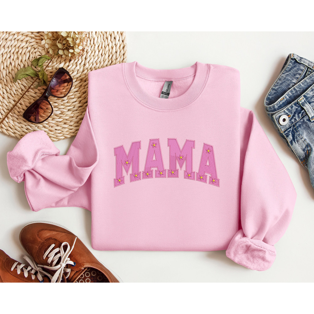 Embroidered Mama Shirt, Flowered Mama Sweatshirt, Embroidered Gift For Mama Shirt, Mothers Day Gift, Cute Mama Shirt, Cute Mama Sweatshirt 1.jpg