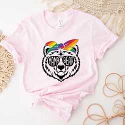 mama bear shirt, mama bear with rainbow bandana shirt, cute