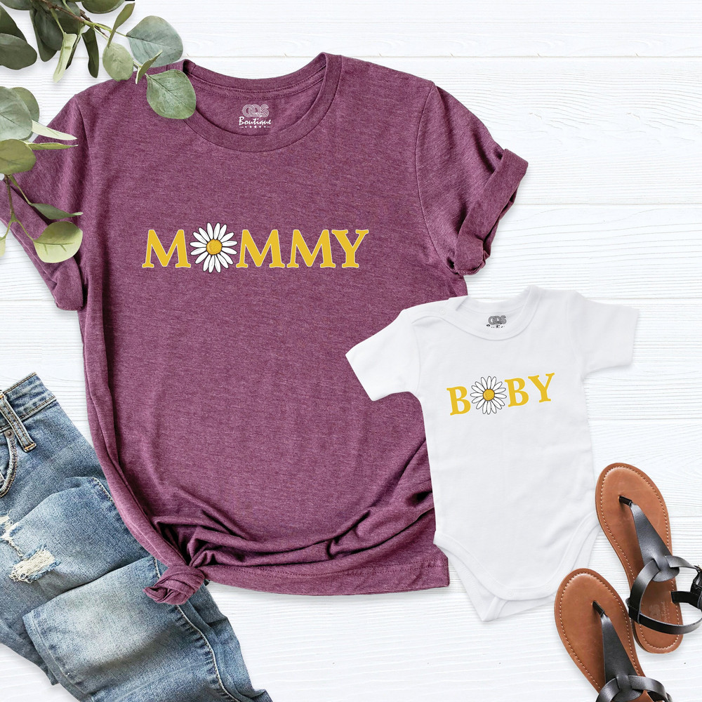 Daisy Mom and Baby Matching Outfits, Mommy and Me Shirts, Mother's Day Tee, Mama Mini Tees, Baby Shower Shirts, New Mama, Mom Daughter Shirt.jpg
