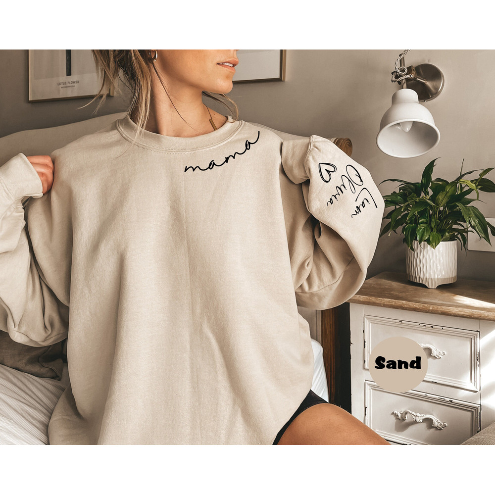 Custom Mama Sweatshirt with Kids Name on Sleeve, Gift Momma Hoodie, Personalized Mom Sweatshirt, Christmas Gift for Mother, Gift for Mom 2.jpg