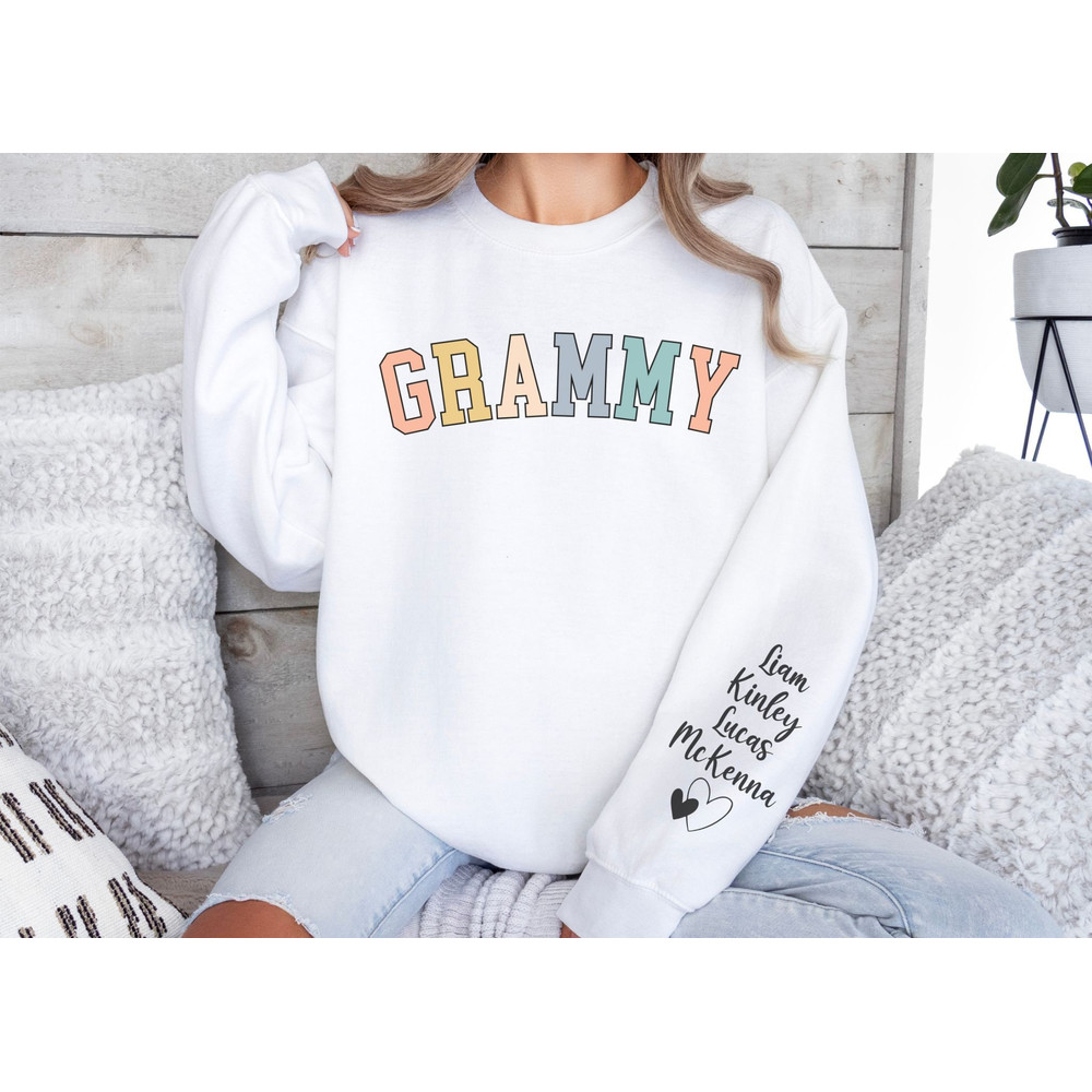 Personalized Grammy Sweatshirt with Kids Names on Sleeve, Custom Grammy Sweater, Grandma Gift from Grandkids, Mother's Day Gift,Grandma Gift.jpg