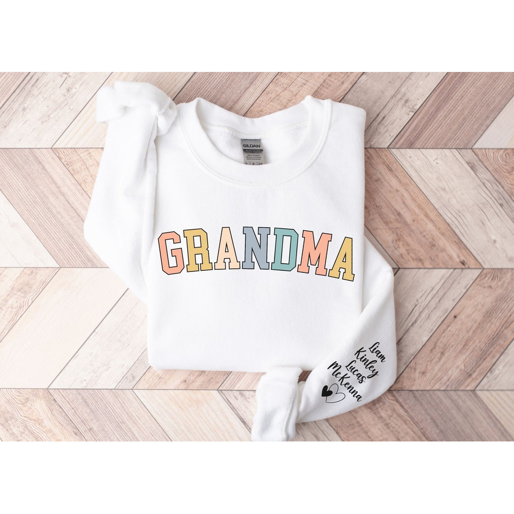 Personalized Grandma Sweatshirt with Names on Sleeve,Custom Granny Sweater,Gift for Grandmother,Custom Grandma Sweatshirt,Gift For Grandma 1.jpg