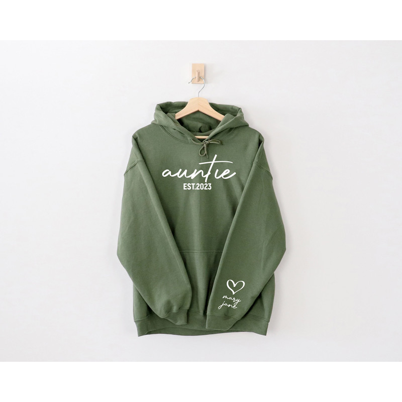 Personalized Auntie Sweatshirt With Kids Name On Sleeve, Mothers Day Hoodie, Custom Est Date Aunt Hoodie, Auntie Sweatshirt, Gift For Auntie.jpg