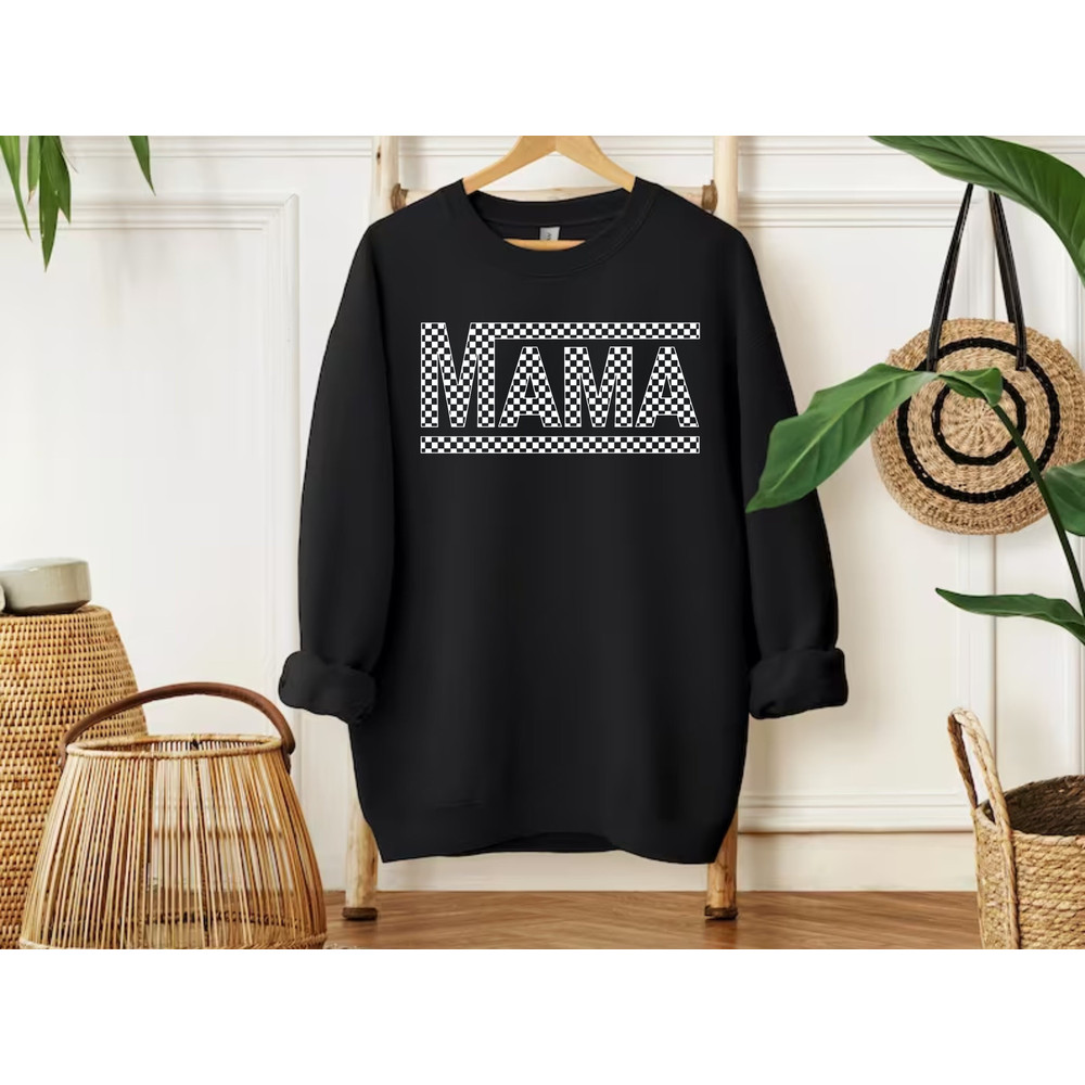 Checkered Vans Mama Sweatshirt, Mother's Day Gift, Gift For Mother, Retro Mama Varsity Sweater, Nana Shirt, Mama Crewneck, New Mom Gift.jpg