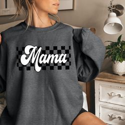 mothers day sweatshirt, retro checkered mama sweater, retro sweater, m