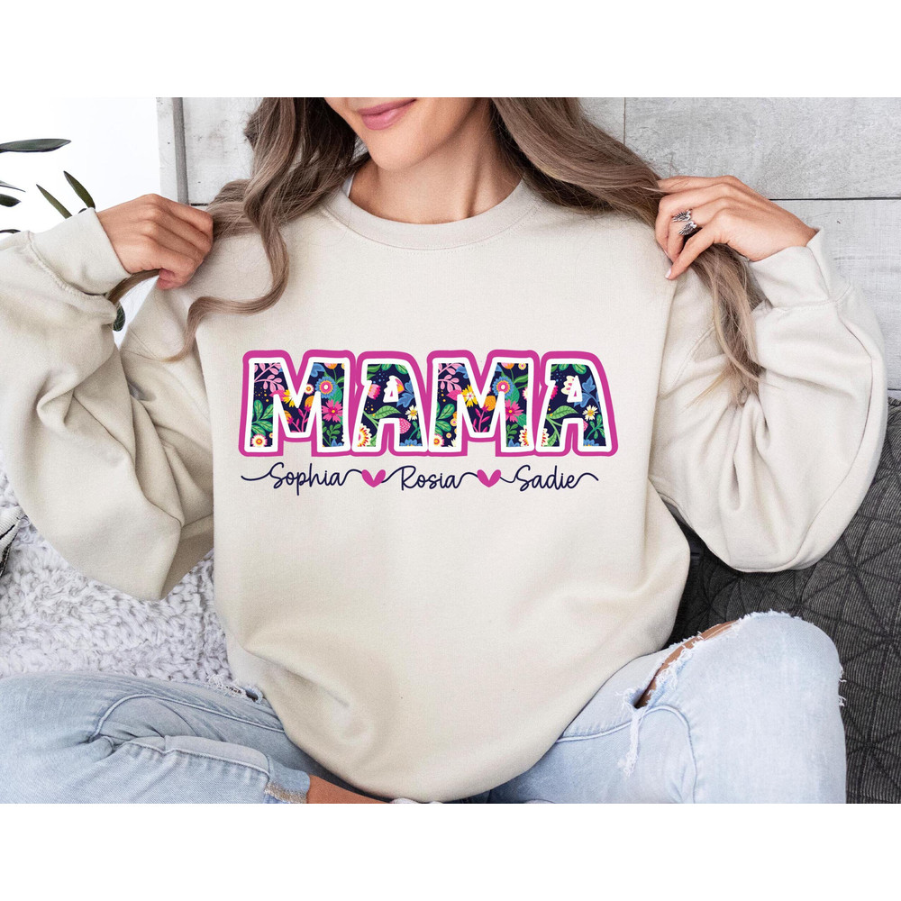 Custom Mama Sweatshirt With Kids Names, Minimalist Mama Sweatshirt, Mom Birthday Gift, Mom Life Sweater, Kids Name Sweater, Mothers Day Gift.jpg