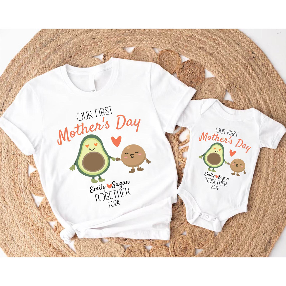 Our First Mother's Day Shirts, Avocado Mommy and Baby Shirts, Matching Mom and Baby Tees, Mothers Day Gift, 1st Mothers Day Outfit.jpg