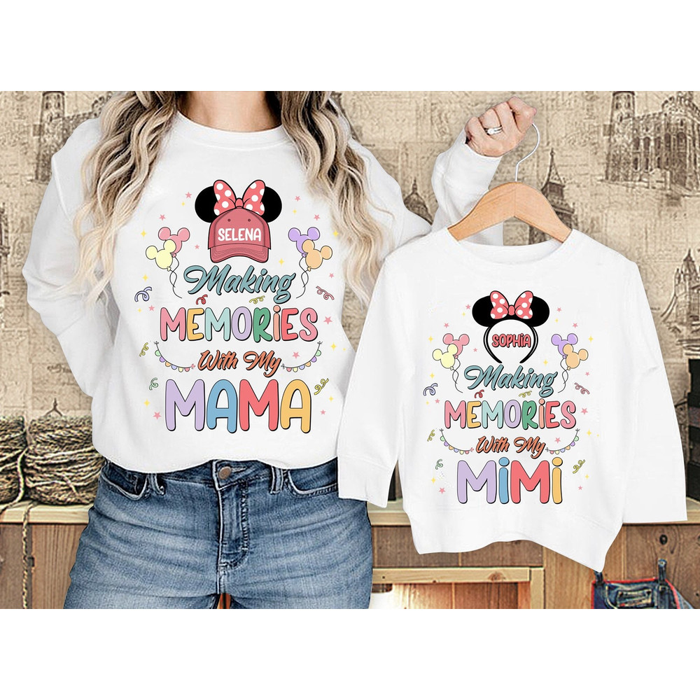 Personalized Making Memories With My Mama Mother and Daughter Shirt, Mother and Daughter Matching Shirt, Mouse and Friends, Mama Mini Shirt.jpg