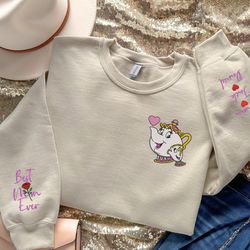 personalized mrs potts and chip mothers day embroidered sweatshirt, be