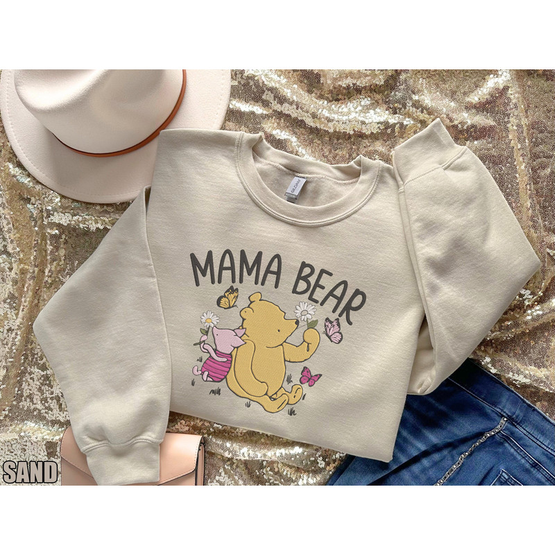 Winnie the Pooh Mama Bear Embroidered Sweatshirt, Pooh Bear Piglet Shirt, Happy Mothers Day shirt, Pooh Bear Mom Tee, Funny Mama tee.jpg