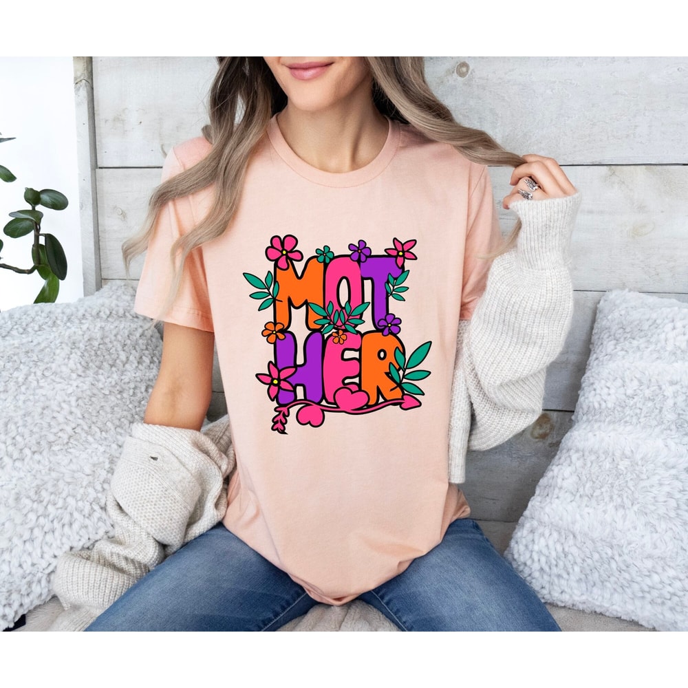 Floral Mother Shirt, Mama Shirt, Mom Life Shirt, Gift For Mom, Mother's Day Shirt, Mother's Day Gift, Mama Tank Top, New Mom V-Neck Shirt.jpg
