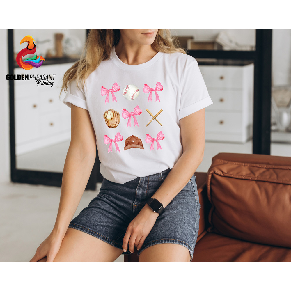 Baseball Coquette Bows Shirt, Baseball Mom Shirt, Coquette Bows Shirt, Sports Mom Shirt, Mother's Day Shirt, Baseball Gift, Pink Bow Shirt.jpg