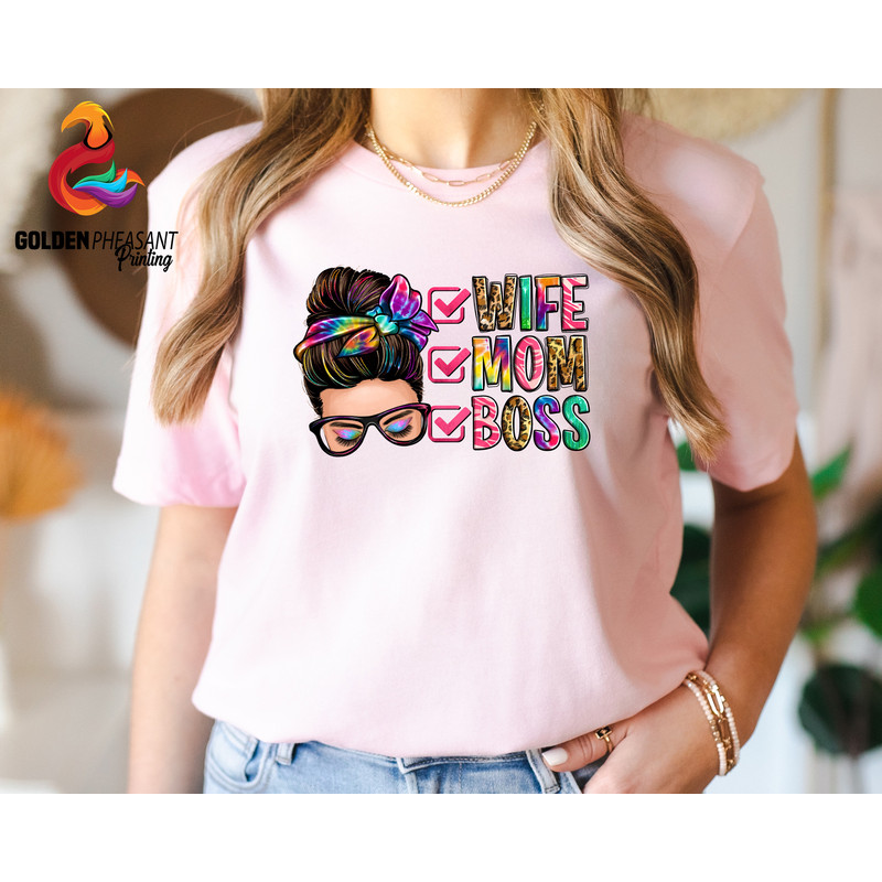 Retro Wife Mom Boss Shirt, Mother's Day Shirt, Messy Bun Mom Shirt, Mom Life Shirt, Cute Mom Shirt, Mama Shirt, Cool Mom Gift, Mama Sweater.jpg