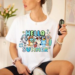 hello summer bluey vintage unisex tshirt, bluey mom shirt, best mom ev