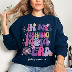 fishing mom sweatshirt personalized, custom kids name fishing mama sweatshirt and hoodie, fish mom party shirt
