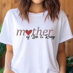 personalized mothers day shirt, mom shirt with kids names, mother hear