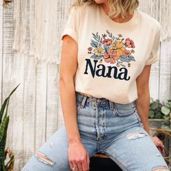 floral nana shirt, nana shirt, wildflower nana shirt, grandma shirt, n