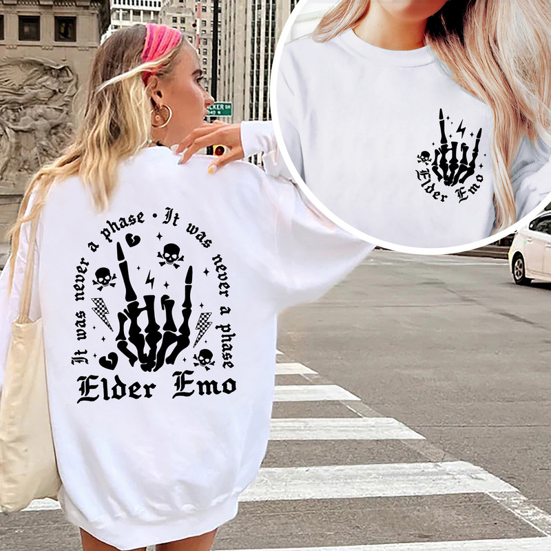 It Was Never A Phase Sweatshirt, Emo Moms Skeleton Shirt, Mama Shirt, Elder Emo, Mothers Day Gift Shirt, Emo Mama Tee, Mom Life, Motherhood.jpg