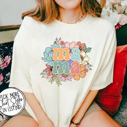 retro groovy mama flower shirt, mommy shirt, gift for mom mothers day, mama flower shirt, gift for grandma shirt