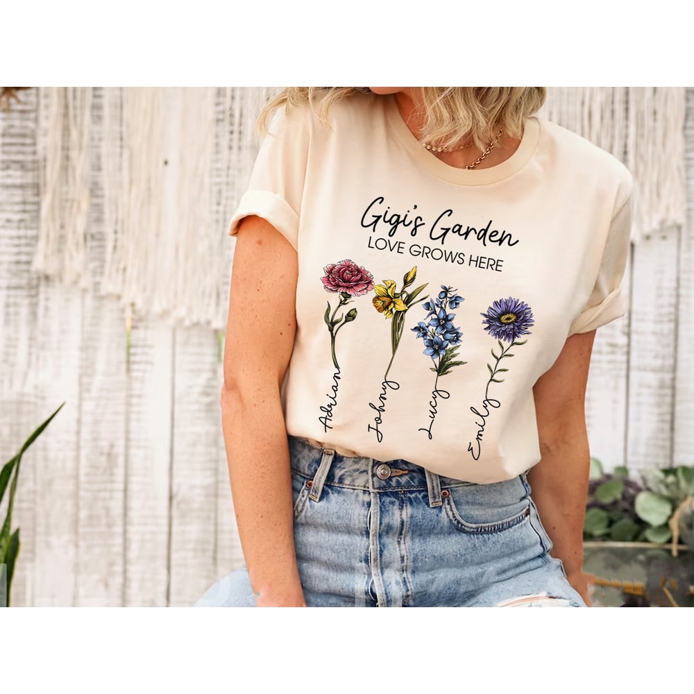 Gigis Garden Shirt, Grandma Gift, Birth Month Flowers, Personalized Gift for Grandma, Mothers Day Shirt for Grandma, Nana, Gigi Floral Shirt.jpg