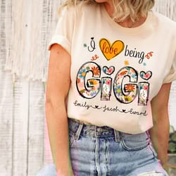 personalized i love being a gigi floral shirt, floral gigi t-shirt, mothers day gift for grandma, mimi gifts