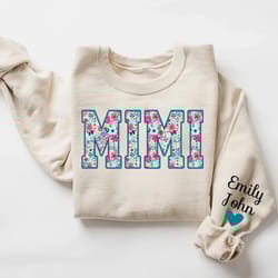 personalized mimi floral shirt, grandma shirt for mothers day, mimi shirt with grandkids name, mimi sweatshirt