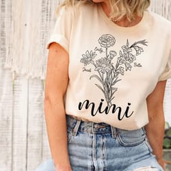 personalized mimis garden bouquet shirt, custom mimi shirt, nana t-shirt, mothers day t-shirt, nana shirt, grandma shirt