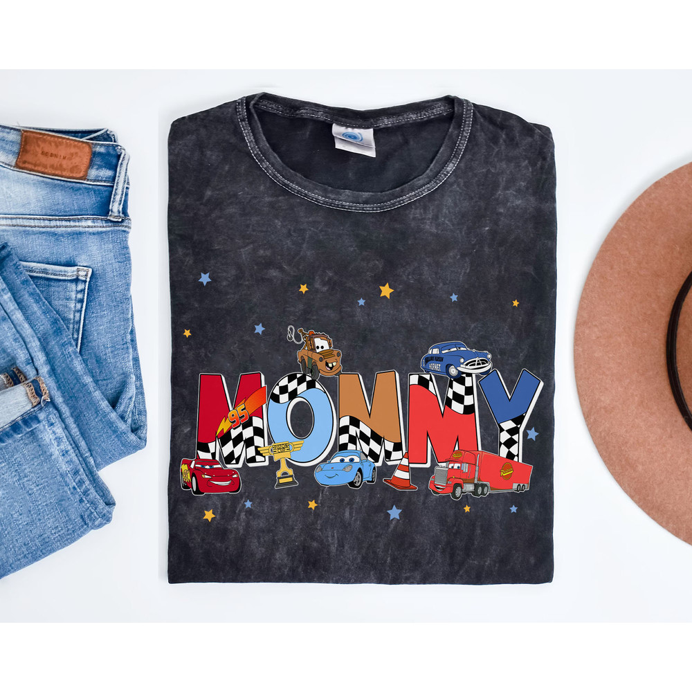 Custom Mommy Cars Comfort Colors Shirt, Lightning McQueen Tow Mater Sally Carrera, Disney Mom Wash T-shirt, Personalized Mother's Day Gift.jpg