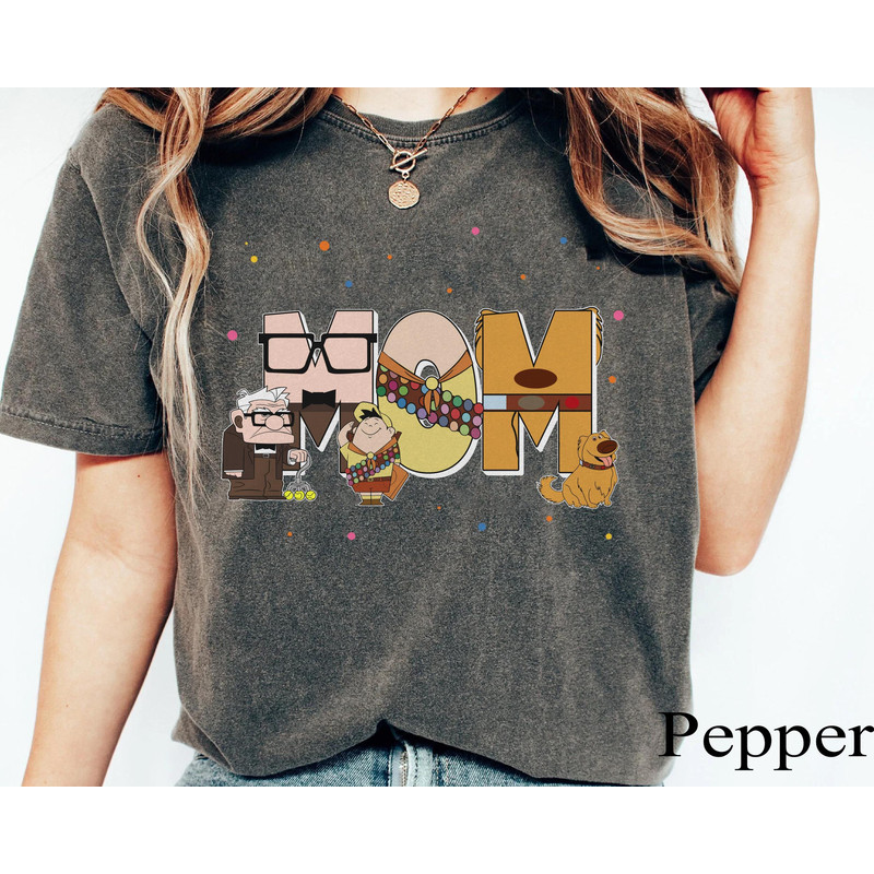 Custom Name Up Characters Mom Comfort Colors Shirt, Personalized Disney Mom T-shirt, Carl Russell Dug, Mother's Day, Gift For Mama Mommy.jpg