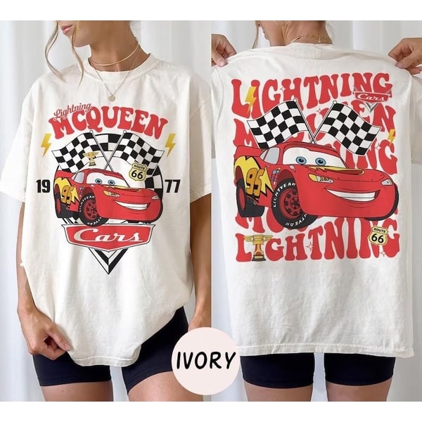 Two-sided Disney Cars Comfort Colors Shirt, Lightning McQueen Shirt, Disneyworld Shirt, Cars Land Shirt, Pixar Shirt, Disney Trip 2024 Shirt.jpg