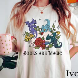 dragon book floral books are magic comfort colors shirt, book lover wa